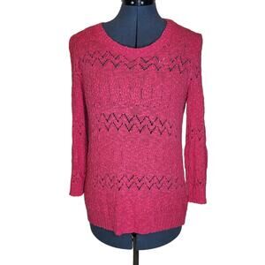 Jones New York Sport hot pink knit loose weave sweater medium